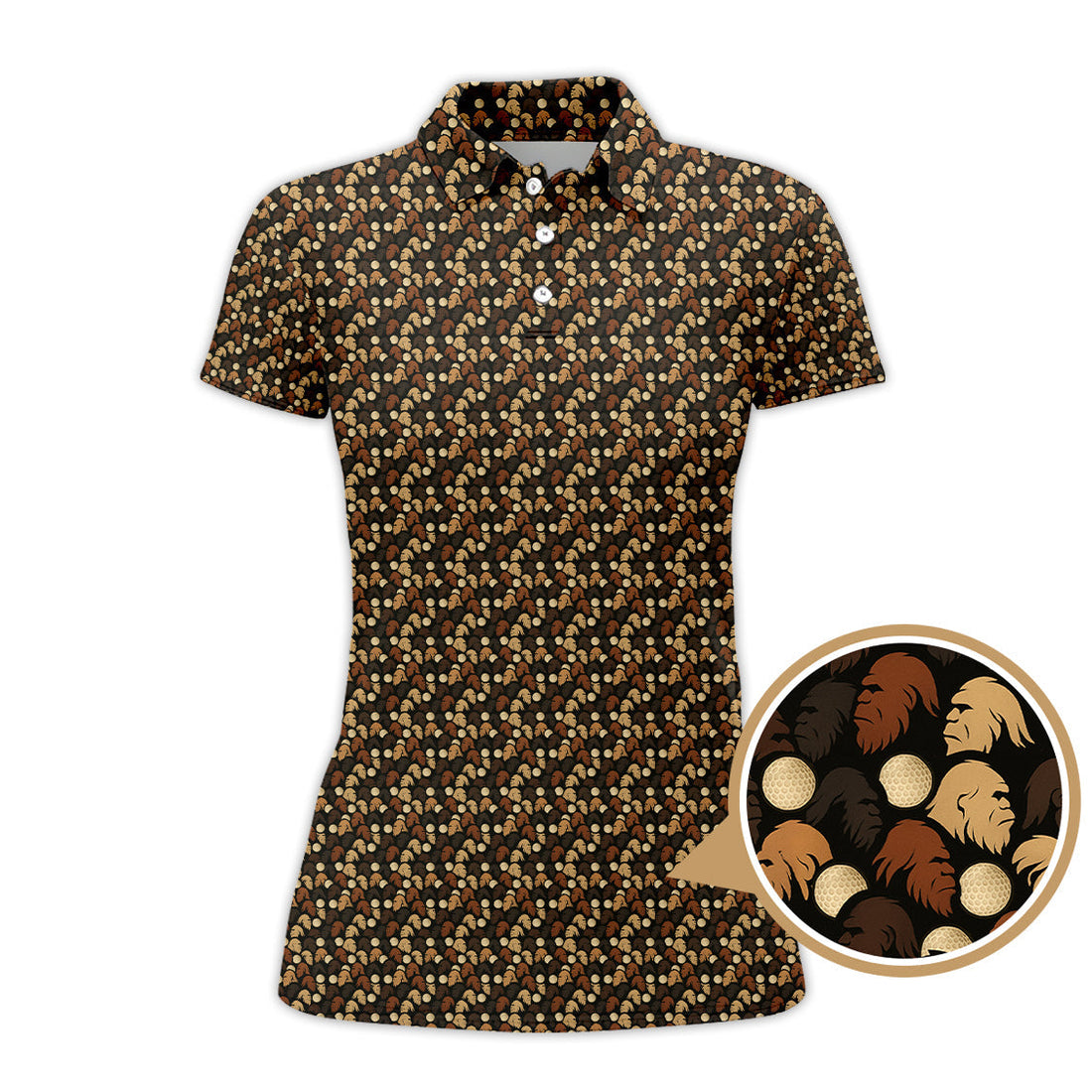 Sasquatch Pattern Golf Shirt, Bigfoot Golf Shirt For Golfer, Crazy Golf Shirt For Men