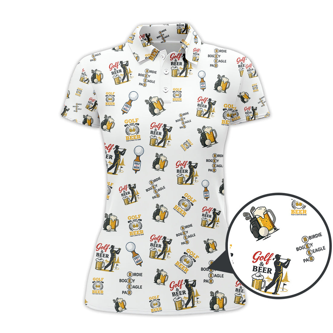 Golf and Beer Pattern Polos For Men, Funny Golf Shirt, Golf Gifts For Golfers