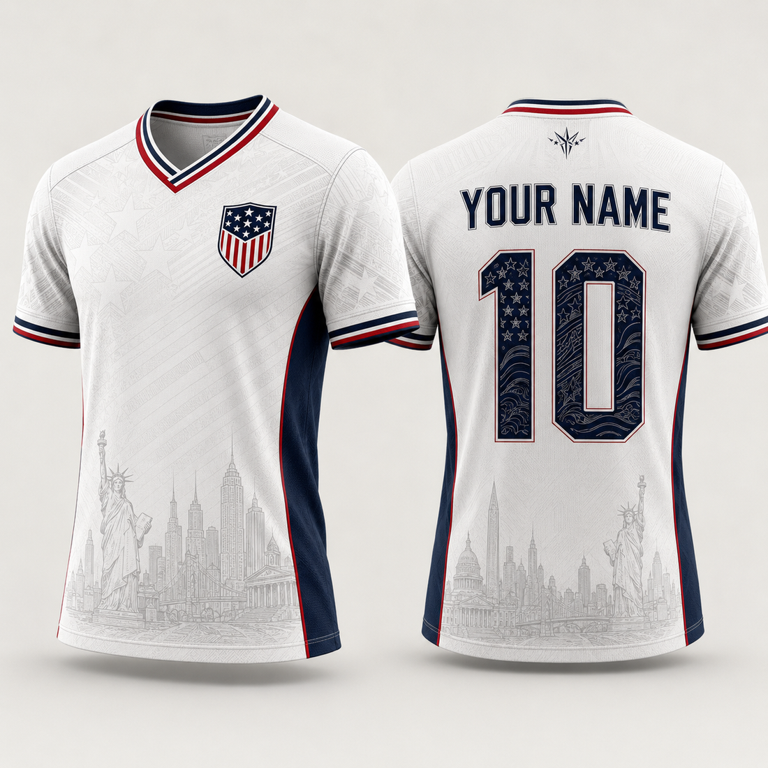 USA Football National Team Fooball Shirt, Patriotic American Flag V-Neck For Men, Football Gifts