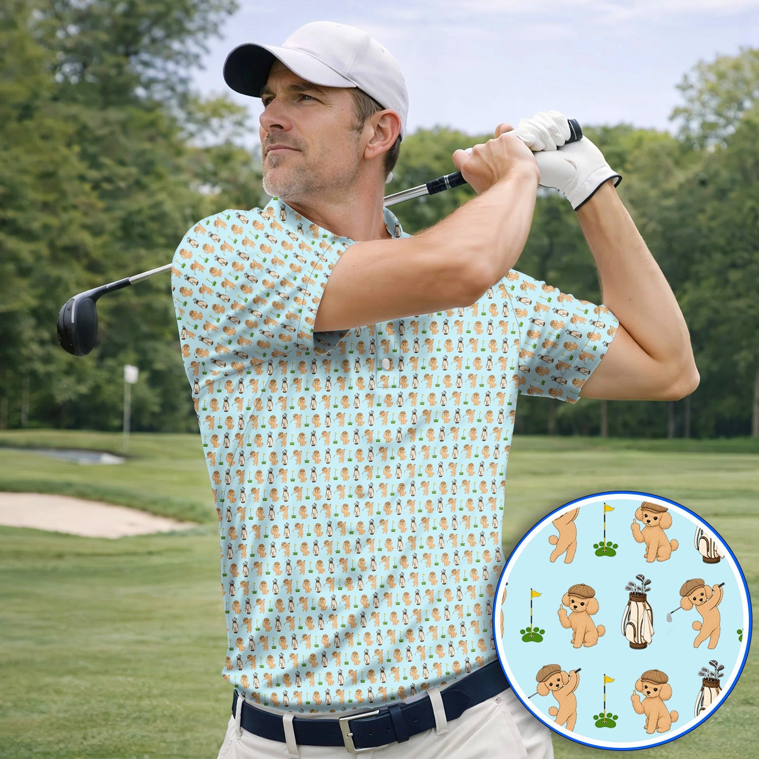 Toy Poodle Pattern Golf Polos, Funny Poodle Golf Polos, Golf Gift For Dog Lover
