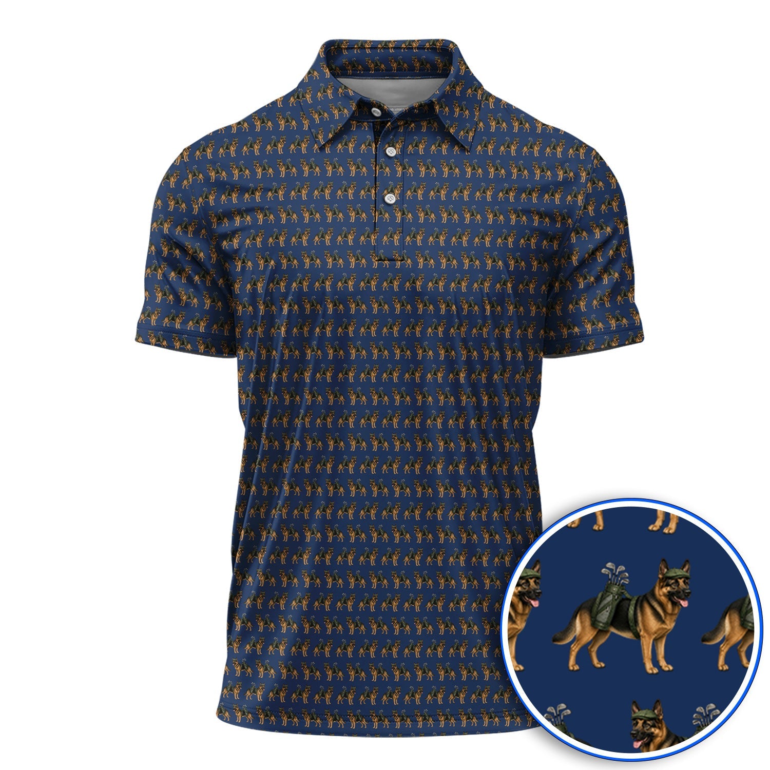 German Shepherd Golf Polos, Dog Lover Pattern Golf Shirt, Funny Golfer Dog Gift