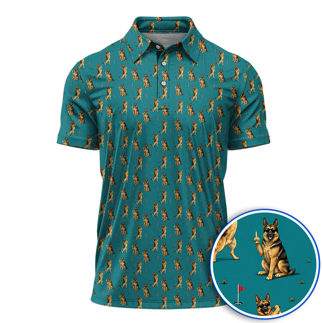 Funny German Shepherd Golf Shirt, Dog Lover Pattern Golf Polos, Golf Gift For Golfer