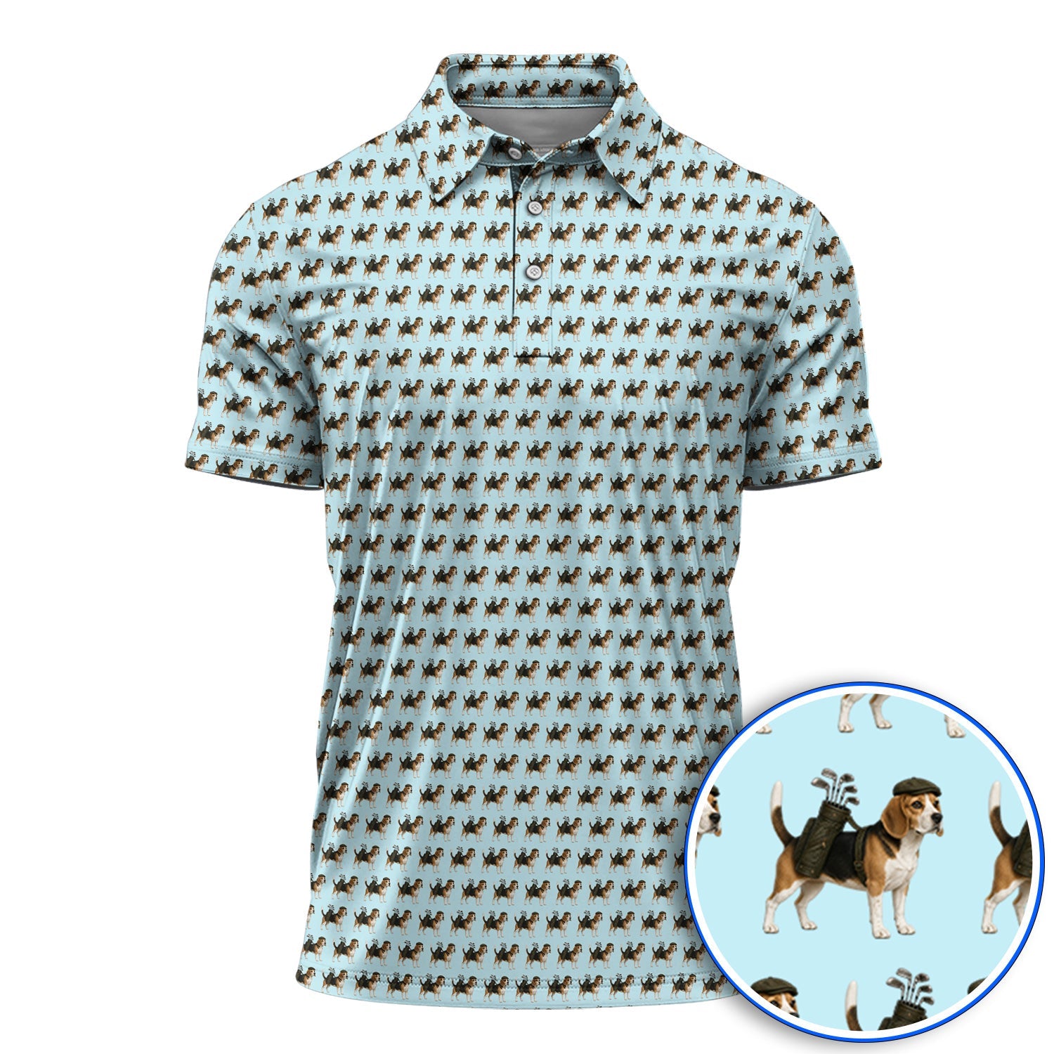 Classic Beagle Pattern Golf Polos, Beagle Dog Golf Shirt, Crazy Golf Gift For Golfer