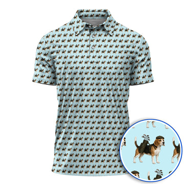 Classic Beagle Pattern Golf Polos, Beagle Dog Golf Shirt, Crazy Golf Gift For Golfer