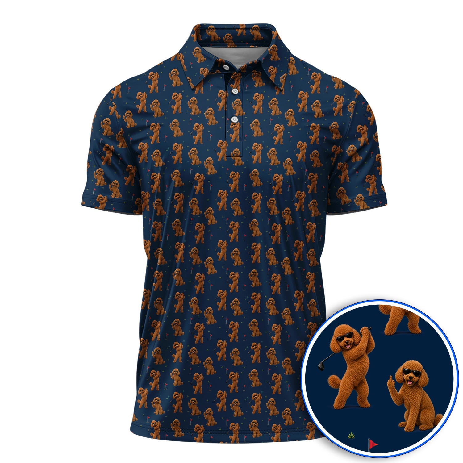 Funny Poodle Pattern Golf Polos, Cool Poodle Dog Golf Shirt, Perfect Golf Gift For Golfer