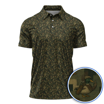 Duck Hunter Golf Shirt, Funny Mallard Camo Pattern Polos, Unique Gift For Hunting & Golf Lovers