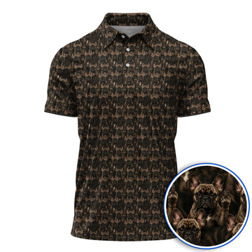 French Bulldog Pattern Golf Polos, Brindle Frenchie Golf Shirt, Golf Gift For Golfer