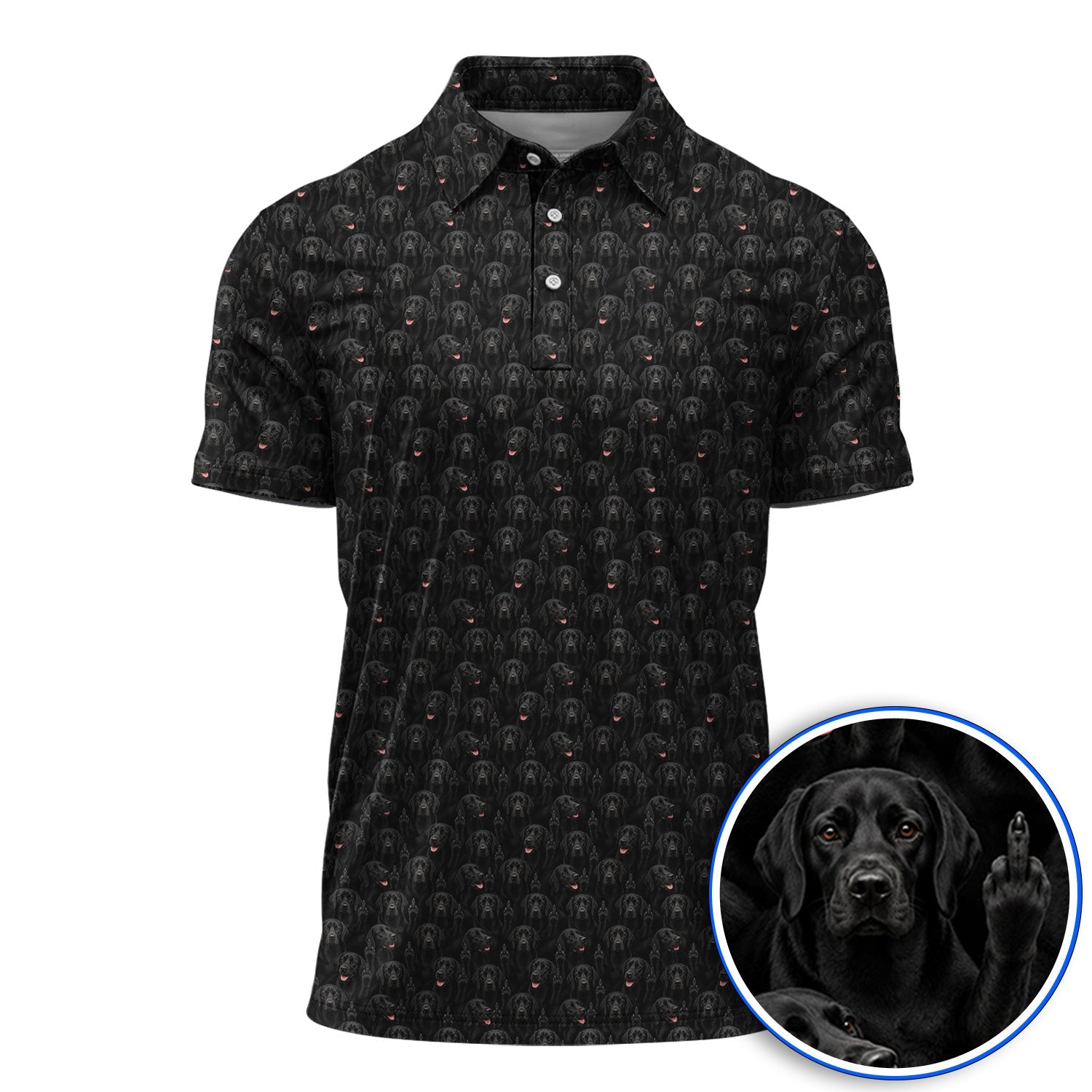 Black Labrador Middle Finger Golf Shirt, Funny Pattern Golf Shirt, Dog Lover Golf Gift