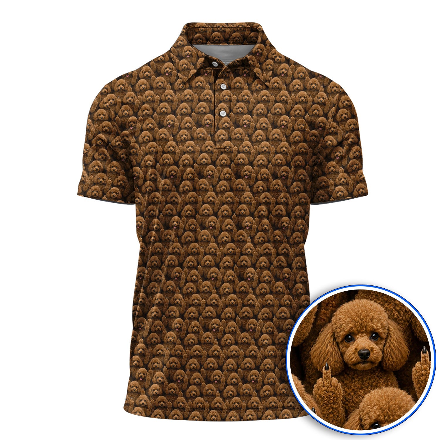 Poodle Dog Golf Polos, Funny Poodle Pattern Golf Shirt, Golf Gift For Golfer