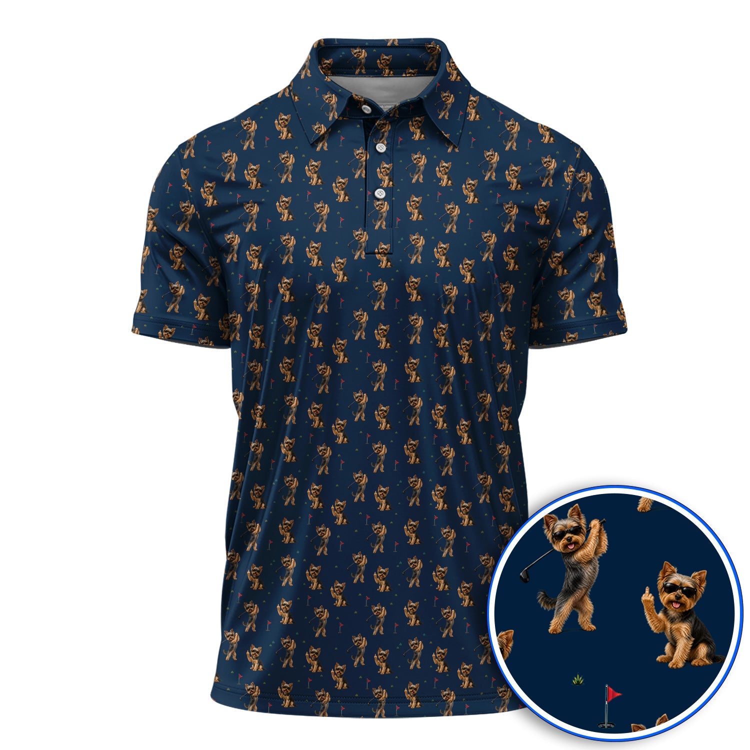 Funny Yorkshire Terrier Golf Polos, Cool Yorkie Pattern Golf Shirt, Gift For Golf Lovers