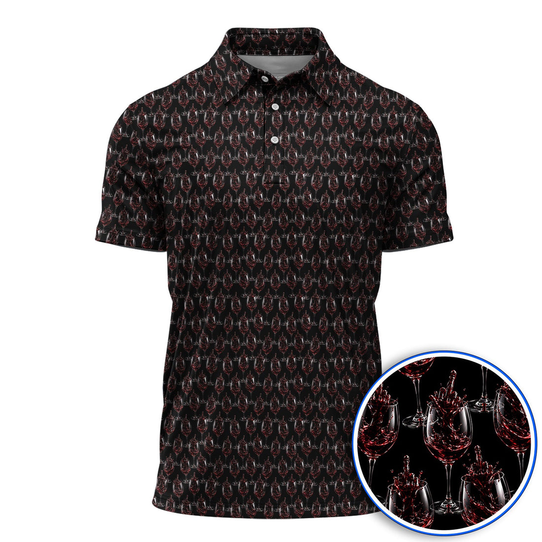 Cabernet Lover Golf Polos, Red Wine Pattern Golf Shirt, Winery Inspired Golfer Gift