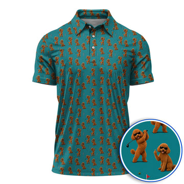 Funny Poodle Pattern Golf Polos, Cool Poodle Dog Golf Shirt, Perfect Golf Gift For Golfer