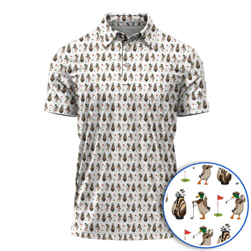 Mallard Duck Golf Shirt, Funny Waterfowl Pattern Golf Polos, Perfect Gift for Golfers & Duck Hunters