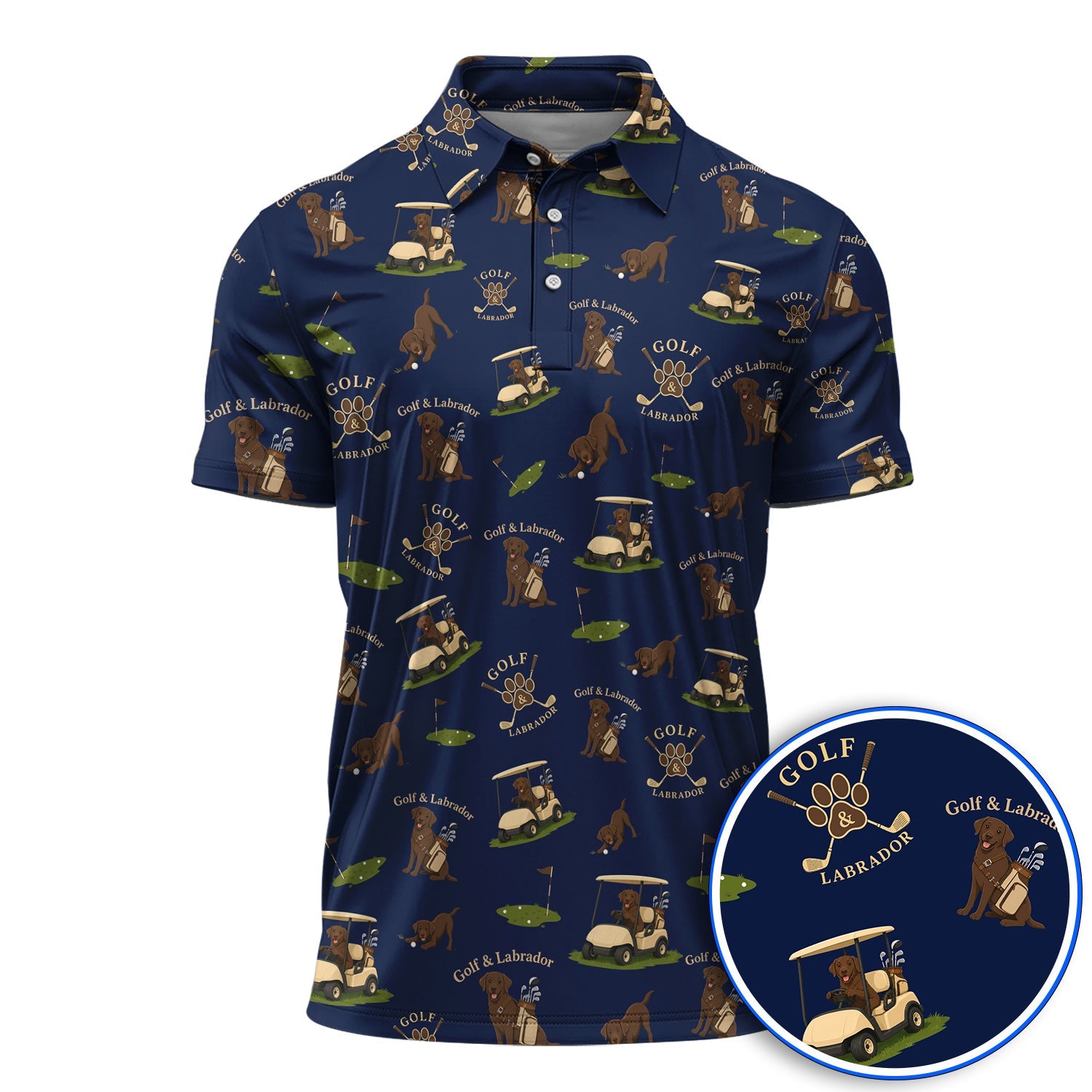 Labrador Pattern Golf Polos , Funny Dog  Golf Shirt, Crazy Golf Gift For Golfer