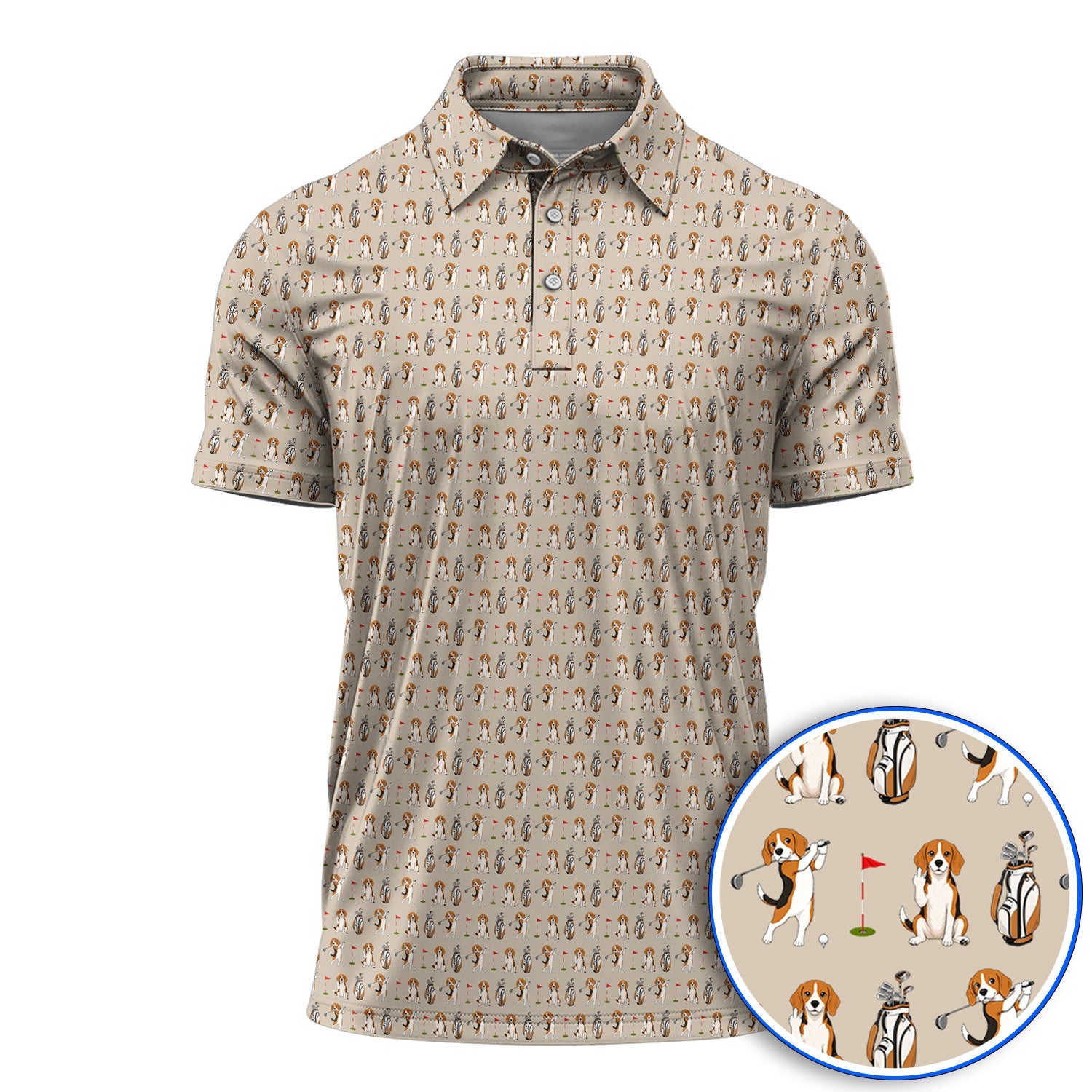 Beagle Golf Pattern Golf Polos, Hunting Dog Golf Shirt, Funny Golf Gift For Golfer
