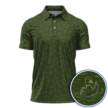 Funny Duck Hunting Golf Polos, Vintage Waterfowl Pattern Golf Shirt, Golf Gift For Golfer