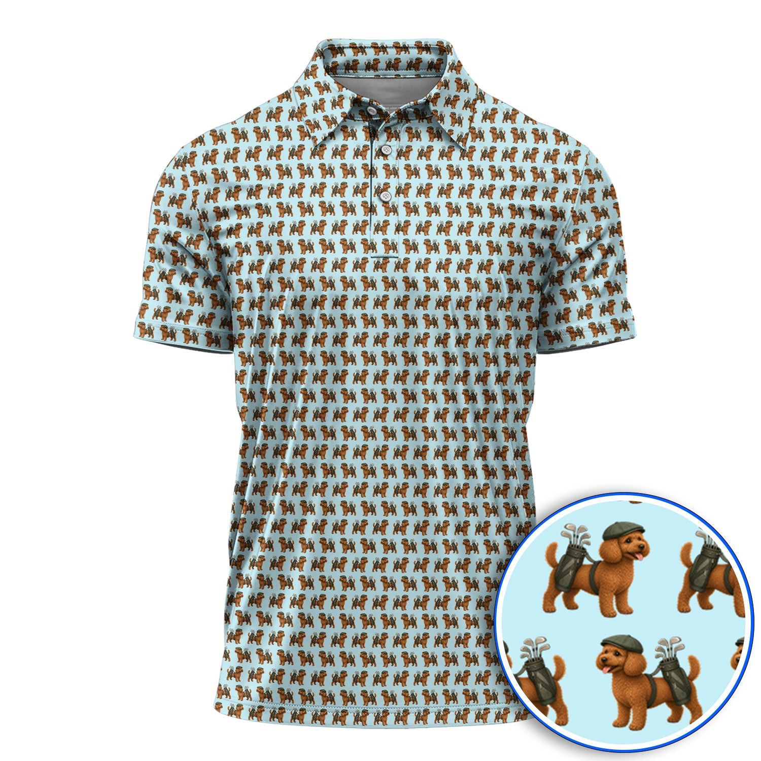 Funny Dog Pattern Golf Shirt, Poodle Golf Polos, Golf Gift For Golfer