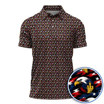 Eagle Middle Finger Golf Polos, USA Patriotic Pattern Golf Shirt, Crazy Golf Gift For Golfer
