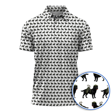 Black Lab Pattern Golf Polos, Crazy Labrador Golf Shirt, Golf Gift For Golfer