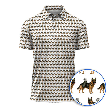 German Shepherd Golf Polos, Dog Lover Pattern Golf Shirt, Funny Golfer Dog Gift
