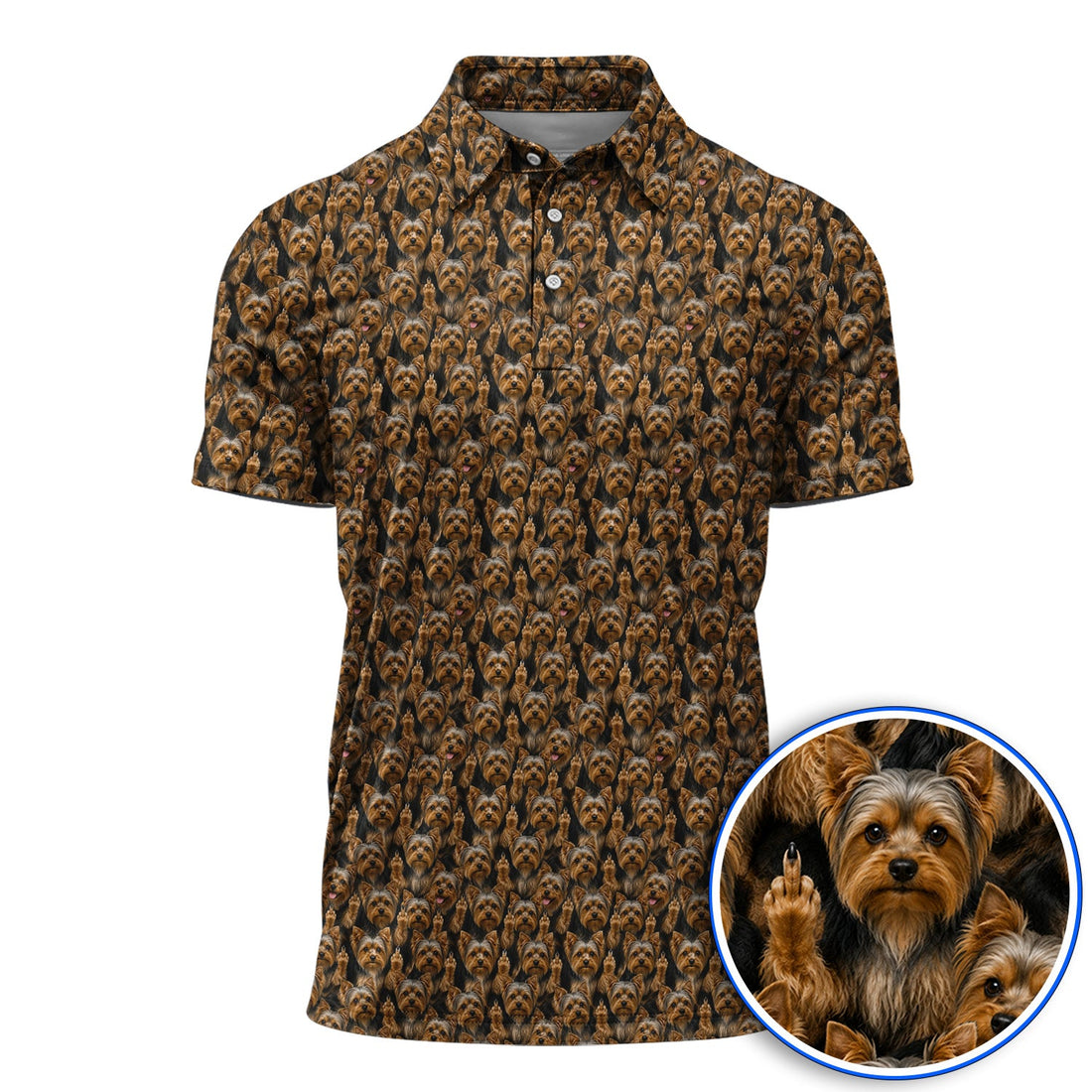 Yorkshire Terrier Golf Polos, Funny Yorkie Pattern Golf Shirt, Golf Gift For Dog Lovers