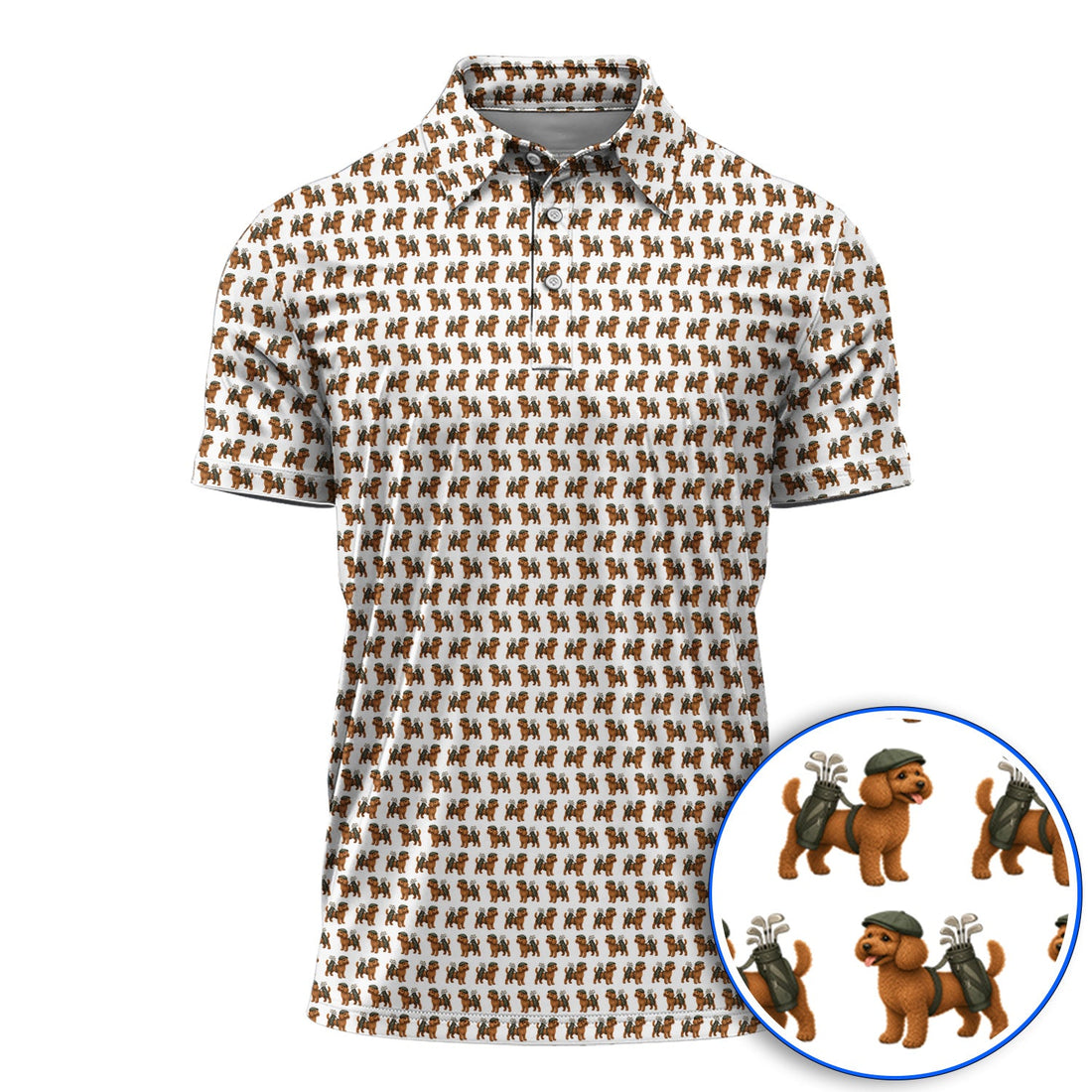 Funny Dog Pattern Golf Shirt, Poodle Golf Polos, Golf Gift For Golfer