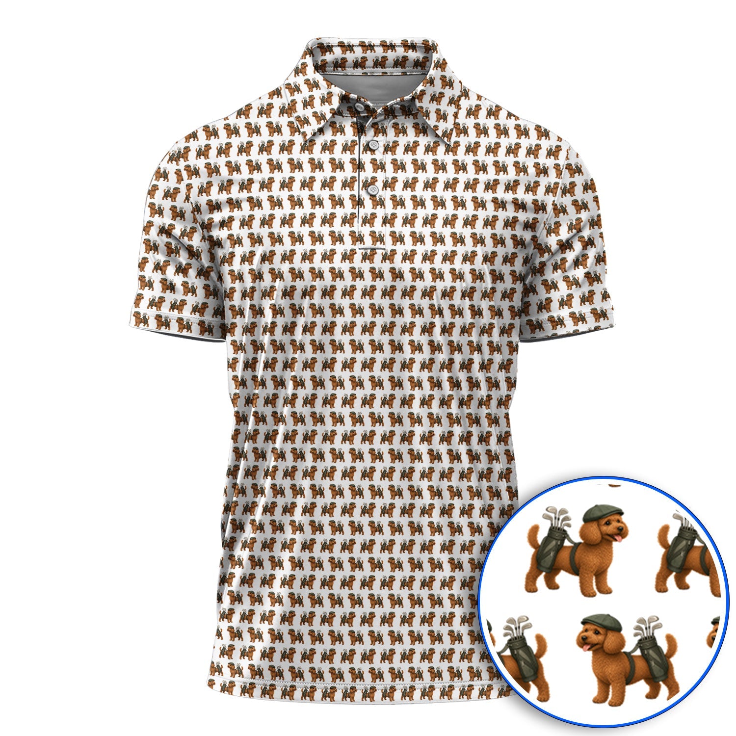 Funny Dog Pattern Golf Shirt, Poodle Golf Polos, Golf Gift For Golfer
