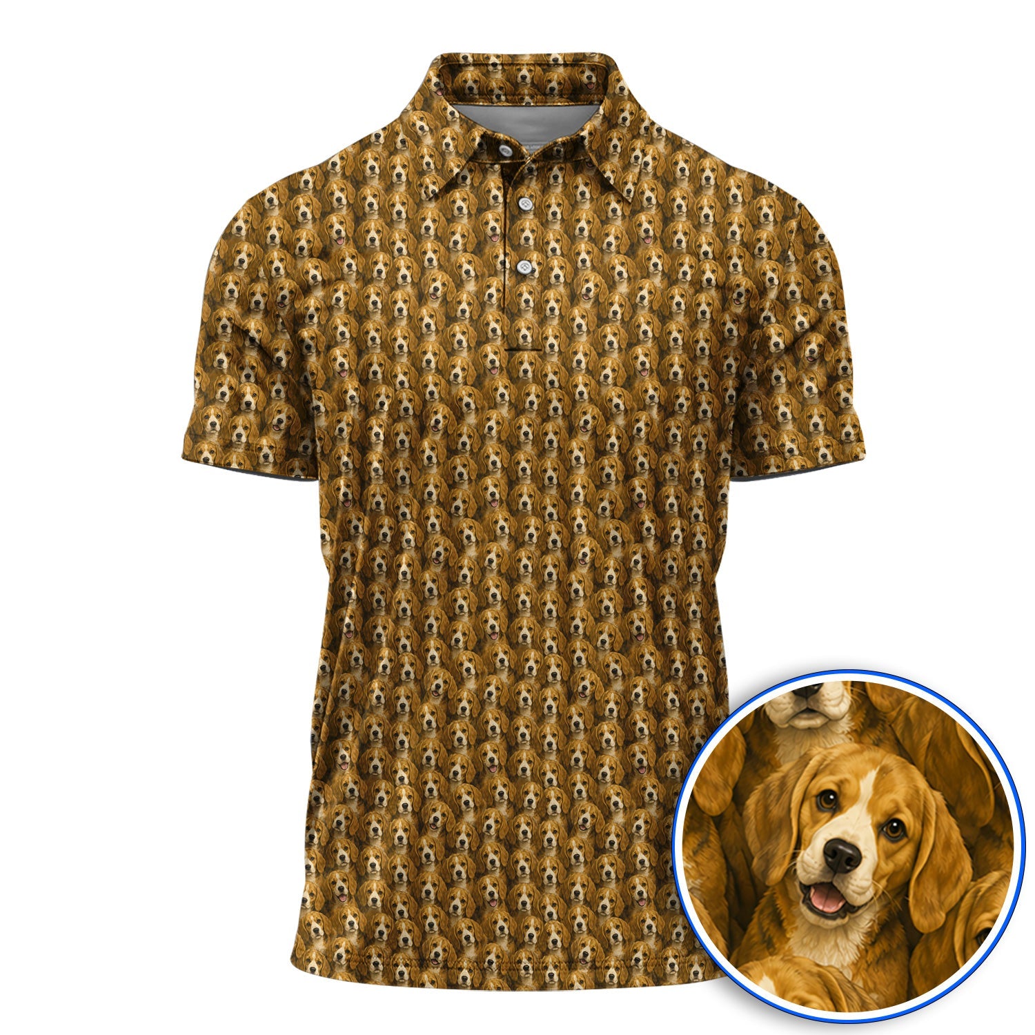 Beagle Pattern Golf Shirt, Beagle Dog Golf Polos, Funny Golf Gift For Golfer