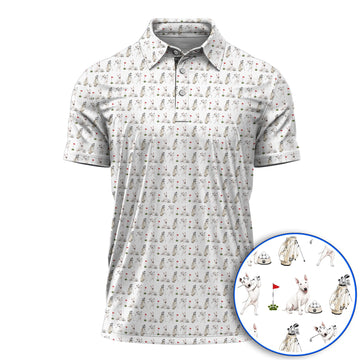 Bull Terrier Golf Polos, Bull Terrier Pattern Golf Shirt, Funny Dog Dad Gift