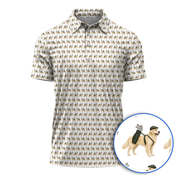 Golden Retriever Golf Shirt, Funny Pattern Golf Polos, Golden Retriever Dad Gift