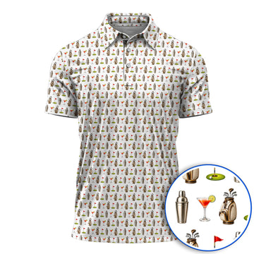Golf & Cocktails Golf Polos, Martini Lover Golf Apparel, Funny Golf Shirt For Golfer