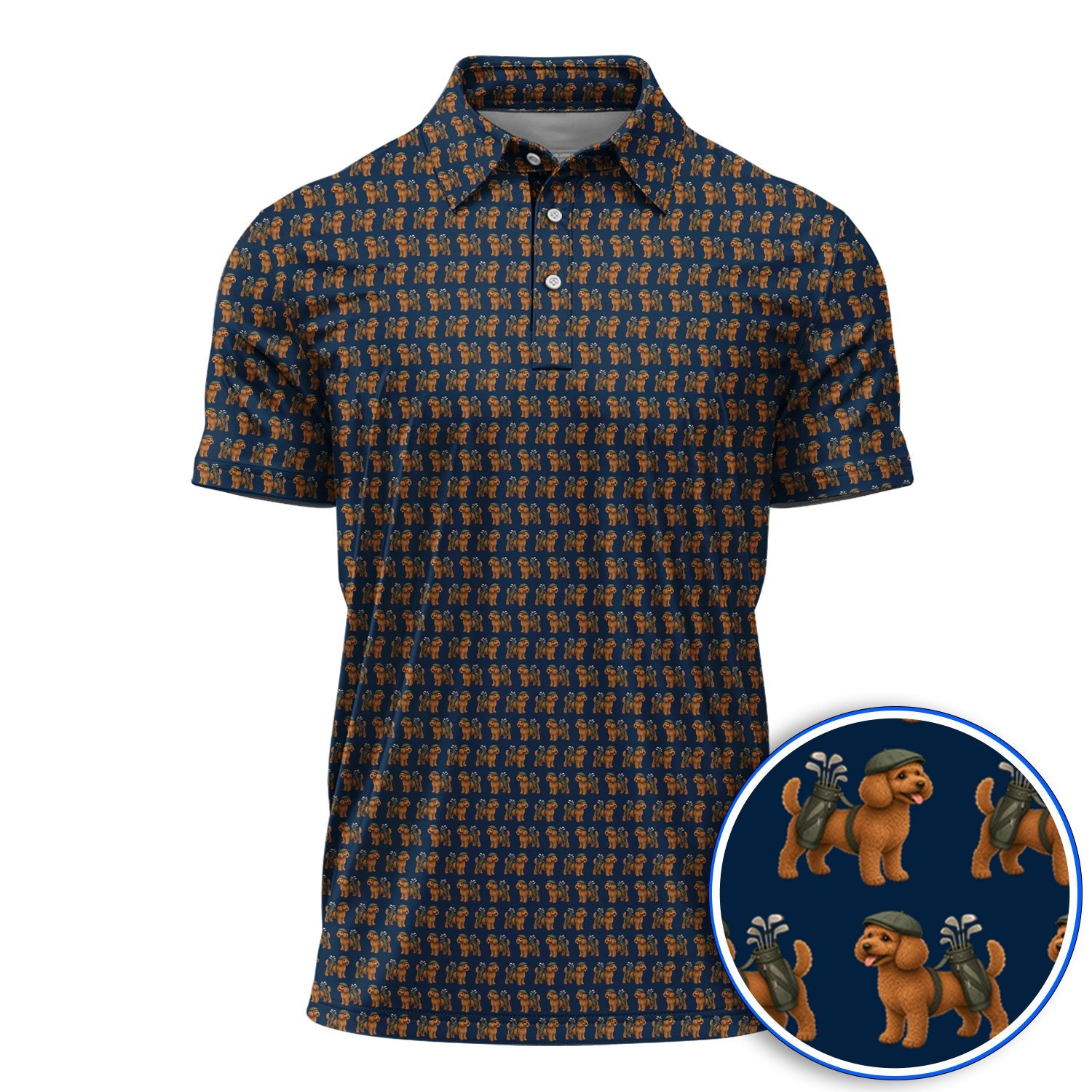 Funny Dog Pattern Golf Shirt, Poodle Golf Polos, Golf Gift For Golfer