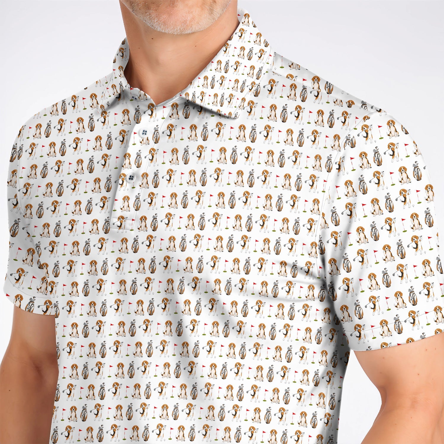 Beagle Golf Pattern Golf Polos, Hunting Dog Golf Shirt, Funny Golf Gift For Golfer