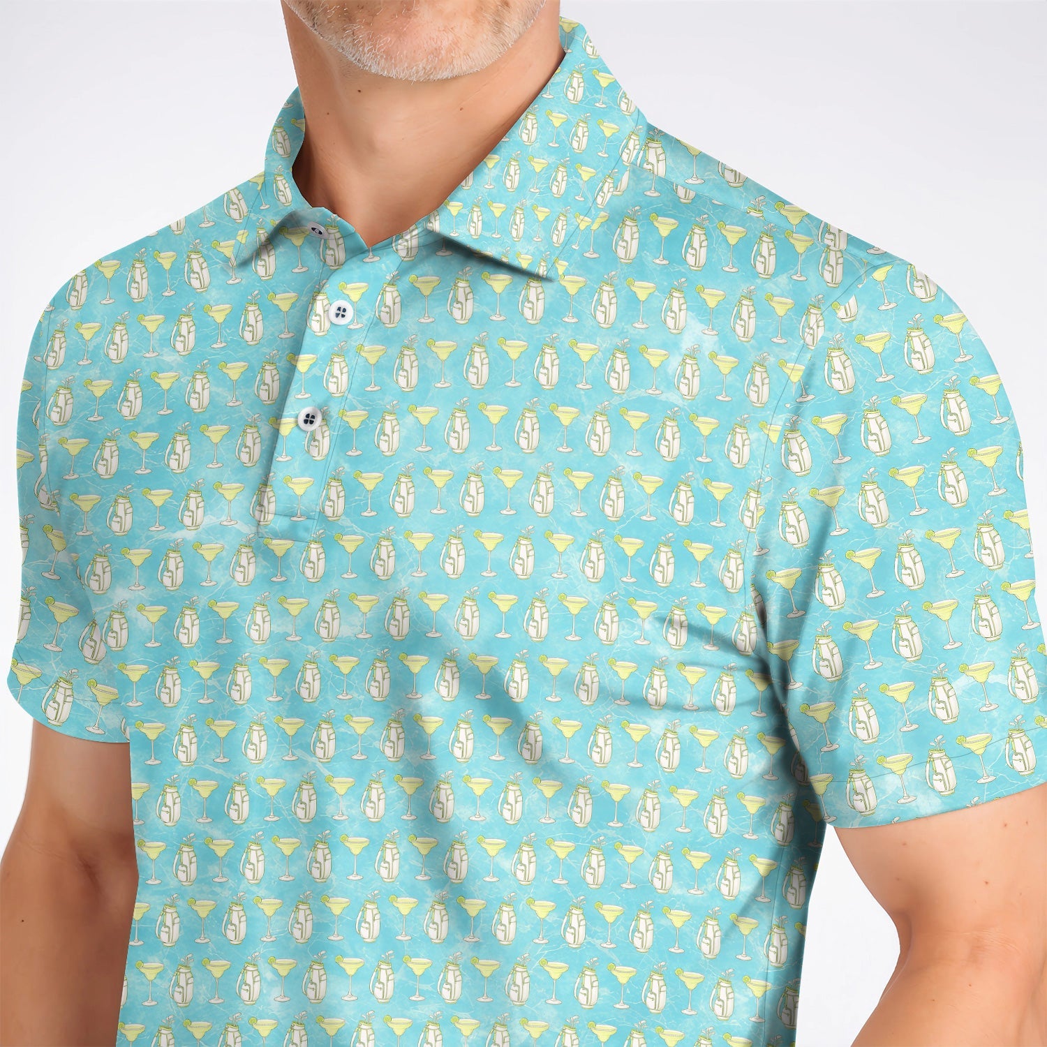 Golf & Margarita Pattern Golf Polos, Margarita Cocktail Golf Shirt, Crazy Golf Gift For Golfer