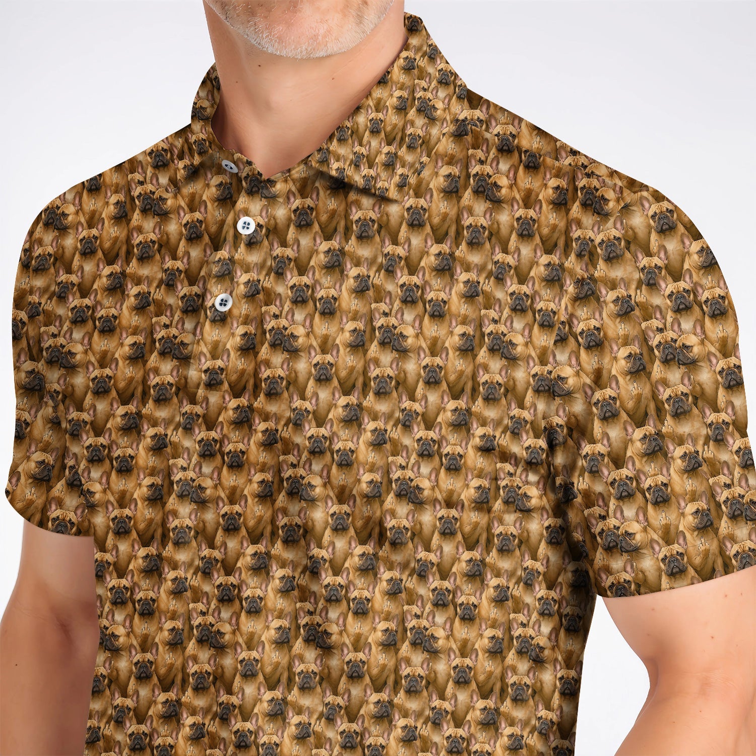 Funny French Bulldog Golf Shirt, Frenchie Pattern Golf Polos, Dog Dad Golf Gift