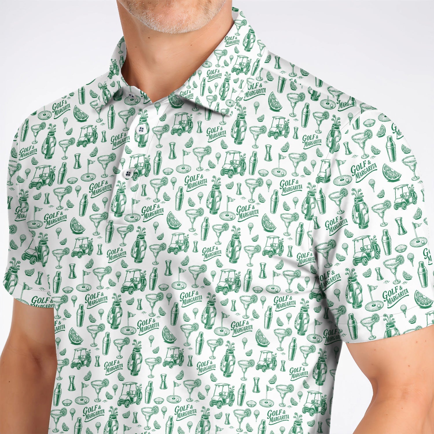 Golf & Margarita Pattern Golf Polos , Margarita Lover Golf Shirt, Funny Golf Gift For Golfer