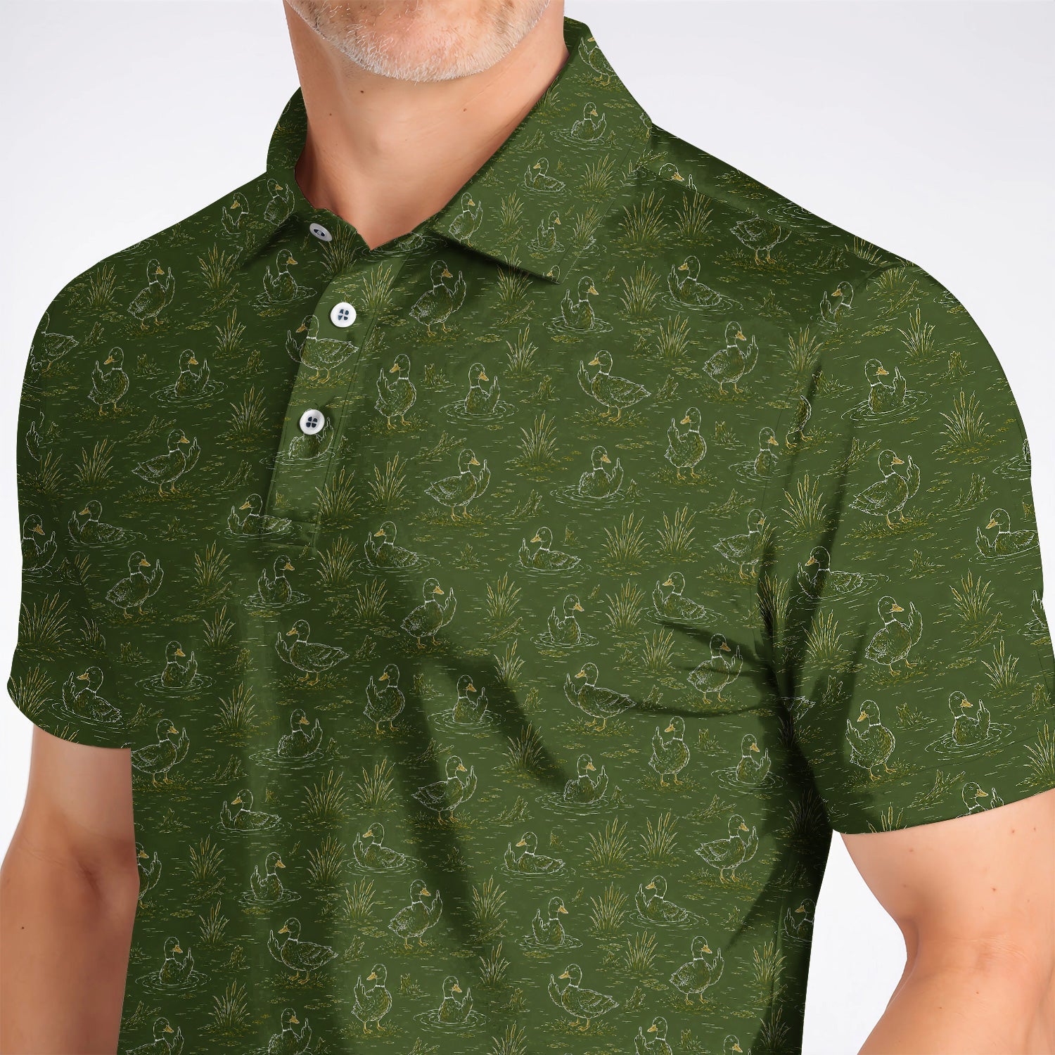 Funny Duck Hunting Golf Polos, Vintage Waterfowl Pattern Golf Shirt, Golf Gift For Golfer