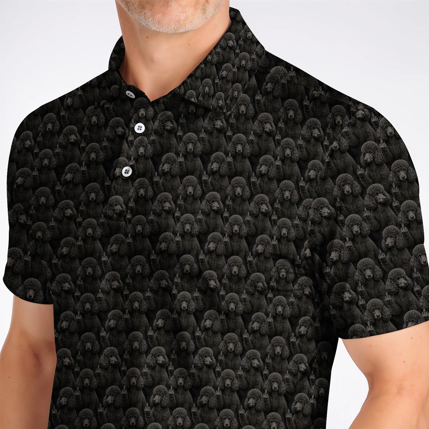 Black Poodle Pattern Golf Polos , Crazy Poodle Golf Shirt, Golf Gift For Golfer