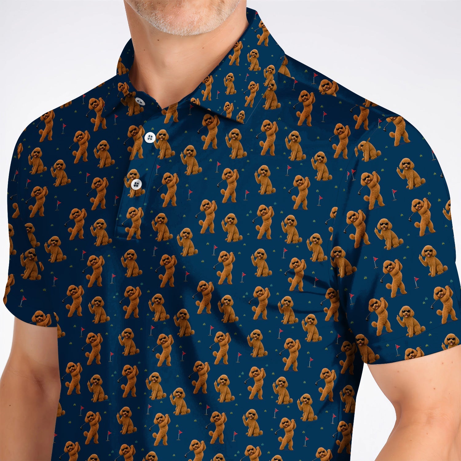 Funny Poodle Pattern Golf Polos, Cool Poodle Dog Golf Shirt, Perfect Golf Gift For Golfer