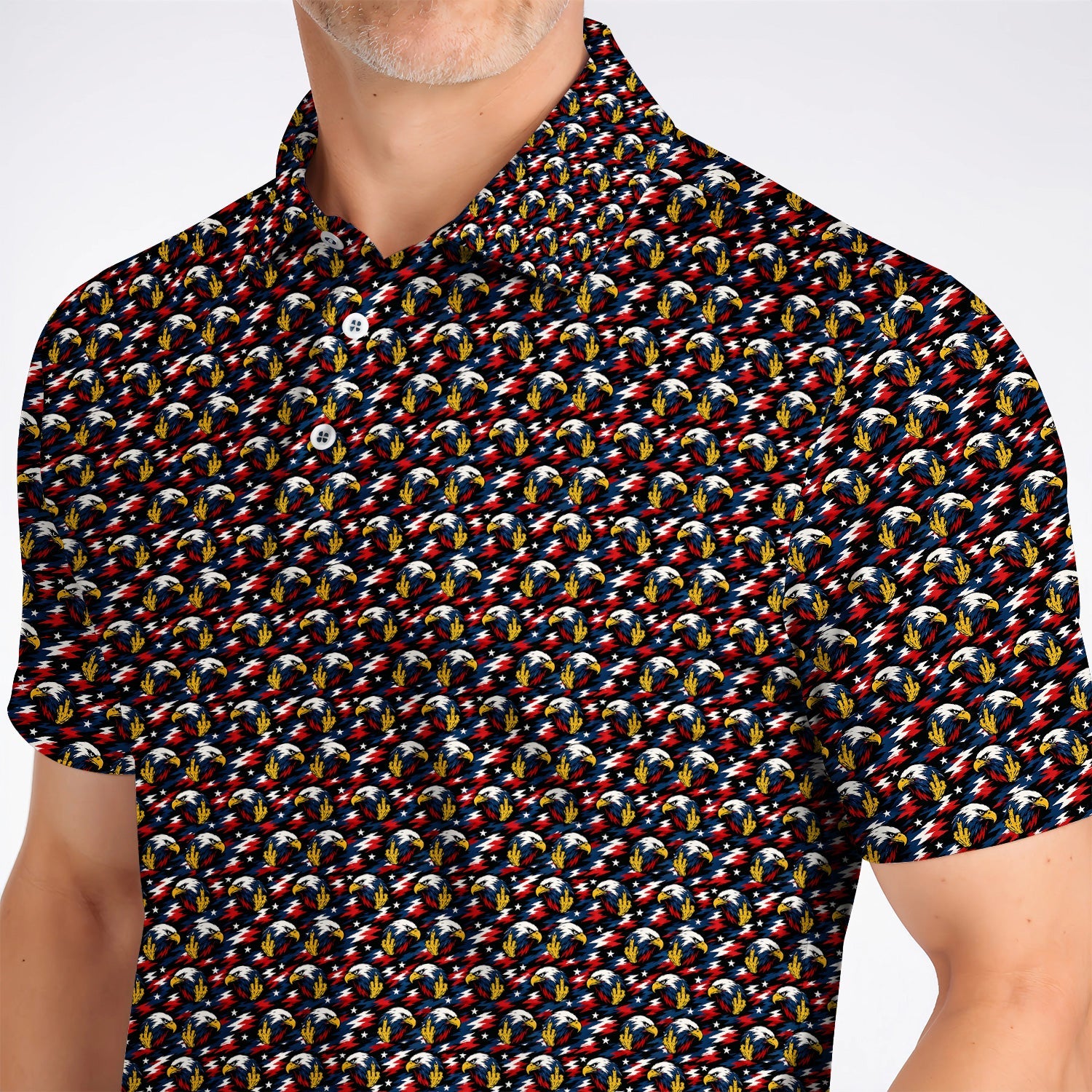 Eagle Middle Finger Golf Polos, USA Patriotic Pattern Golf Shirt, Crazy Golf Gift For Golfer