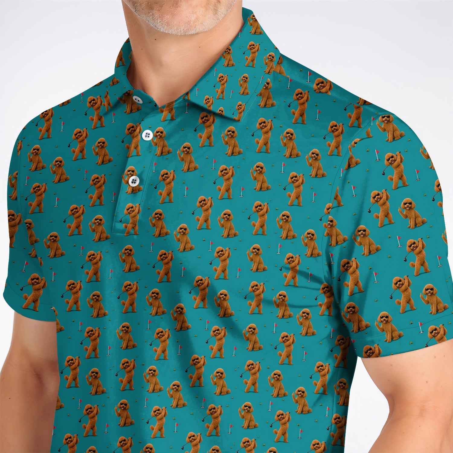 Funny Poodle Pattern Golf Polos, Cool Poodle Dog Golf Shirt, Perfect Golf Gift For Golfer