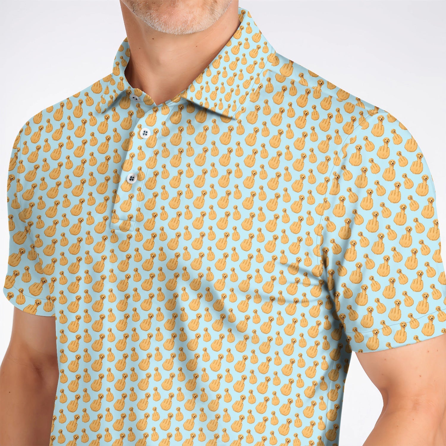 Golden Retriever Middle Finger Golf Shirt, Funny Dog Pattern Golf Polos, Crazy Golf Gift For Golfer