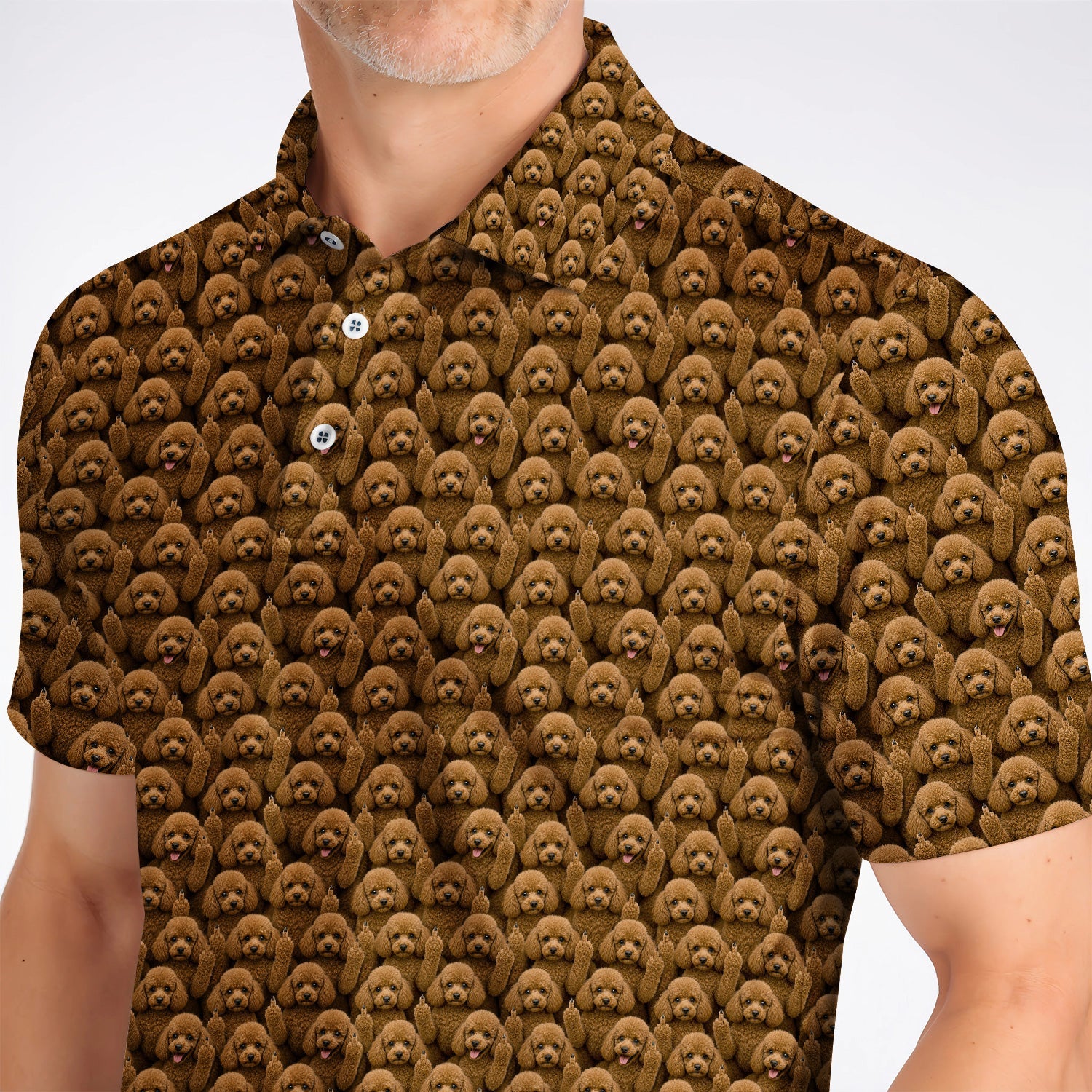 Poodle Dog Golf Polos, Funny Poodle Pattern Golf Shirt, Golf Gift For Golfer