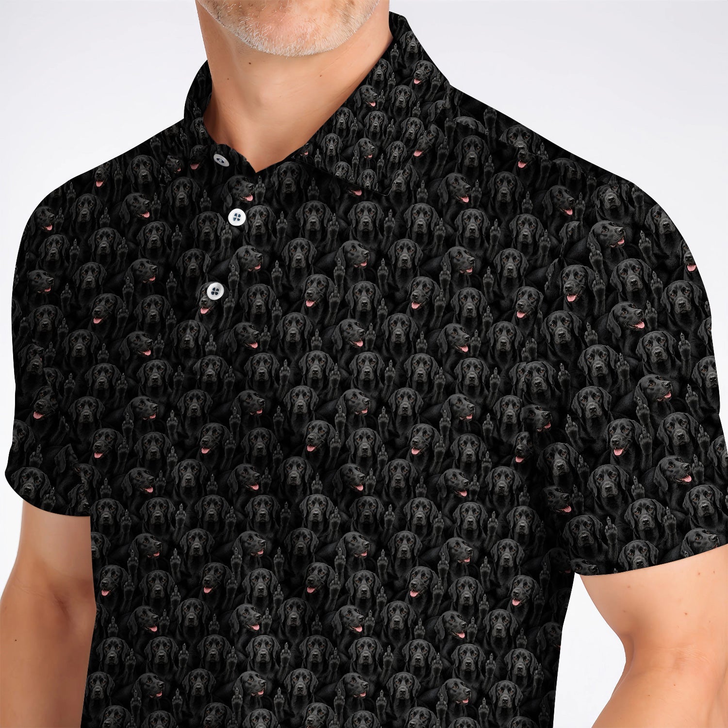 Black Labrador Middle Finger Golf Shirt, Funny Pattern Golf Shirt, Dog Lover Golf Gift