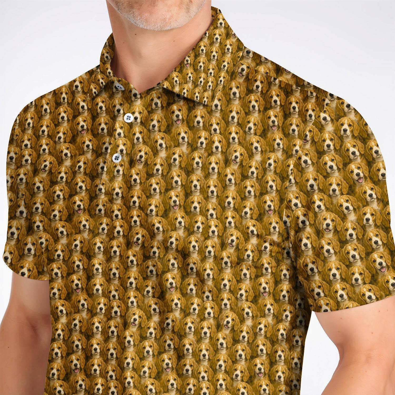 Beagle Pattern Golf Shirt, Beagle Dog Golf Polos, Funny Golf Gift For Golfer