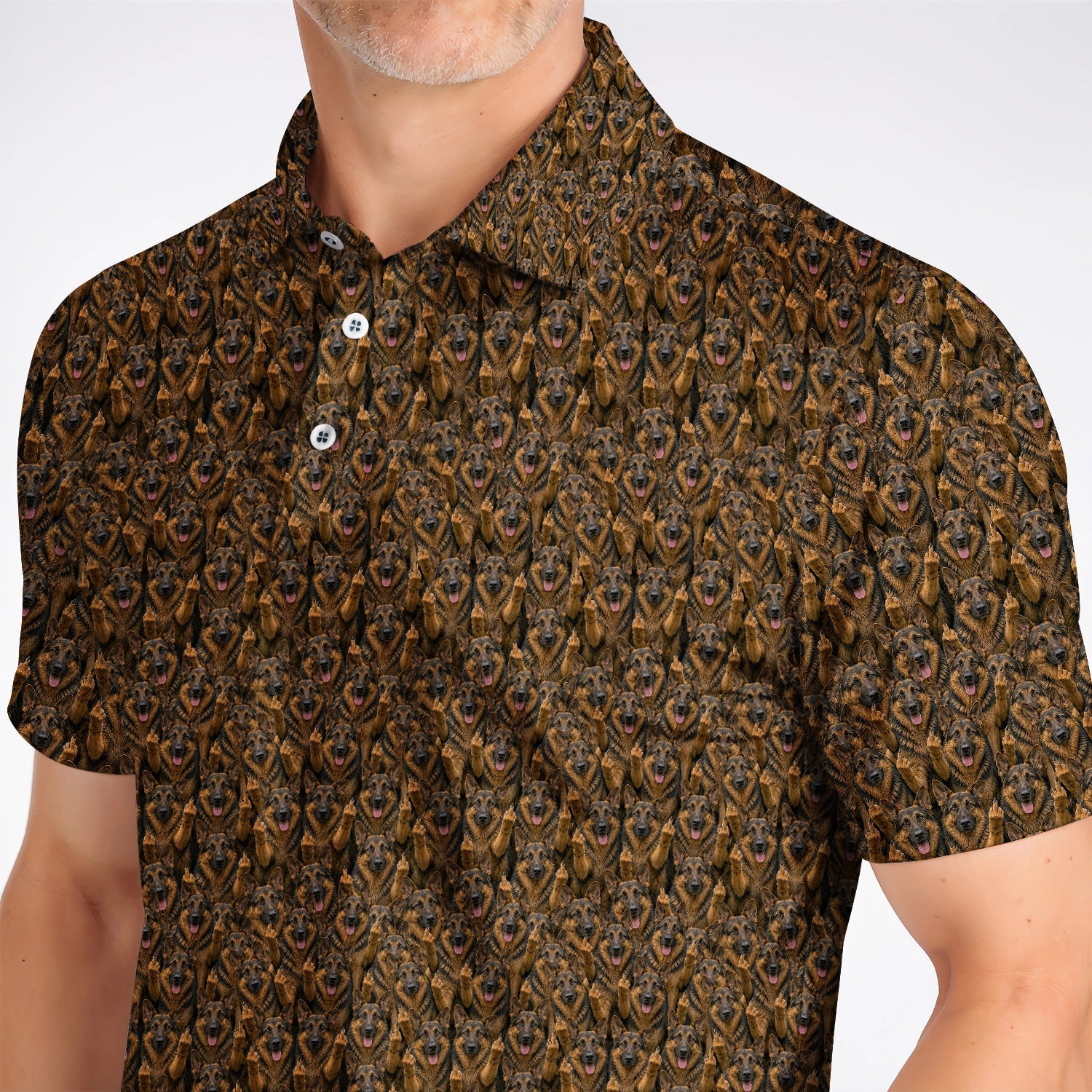 German Shepherd Pattern Golf Polos, Funny German Shepherd Shirt, Dog Lover Golf Gift