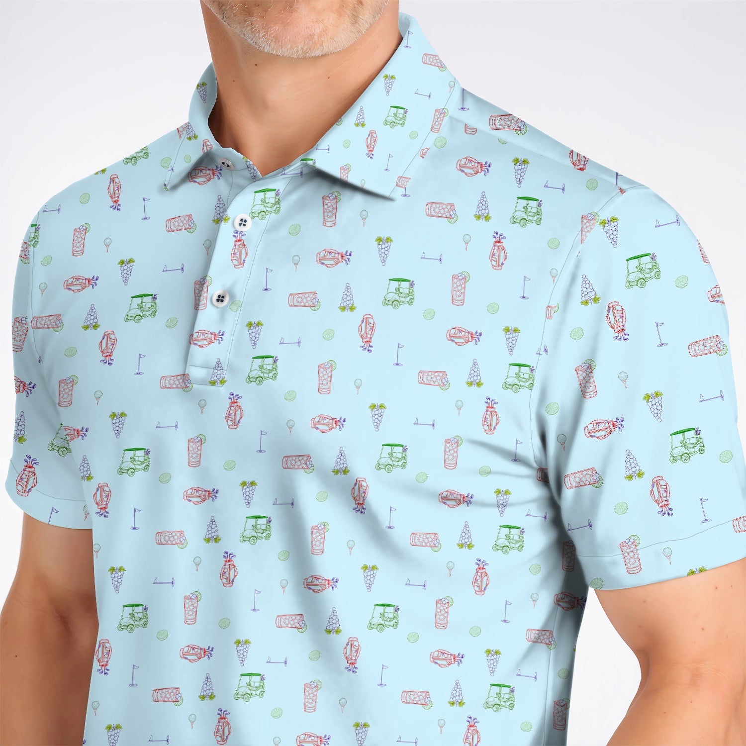 Transfusion Drink Golf Polos, Golf Cocktail Pattern Golf Shirt, Cool Golf Lover Apparel For Golfer