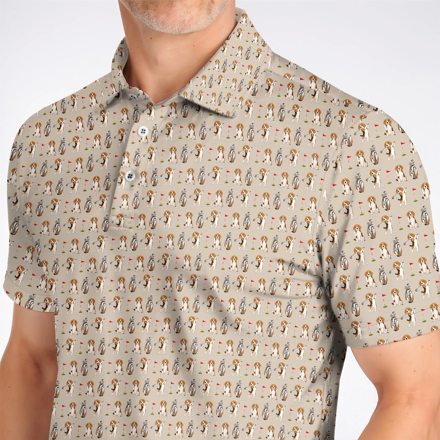 Beagle Golf Pattern Golf Polos, Hunting Dog Golf Shirt, Funny Golf Gift For Golfer