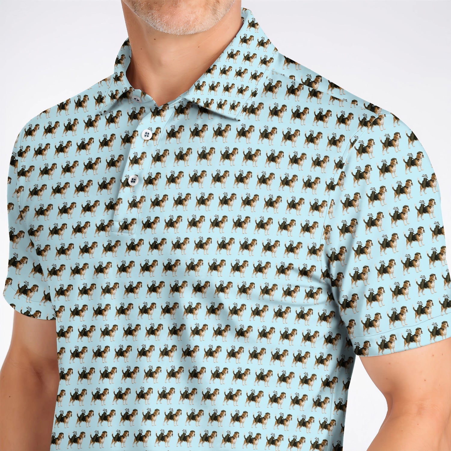 Classic Beagle Pattern Golf Polos, Beagle Dog Golf Shirt, Crazy Golf Gift For Golfer