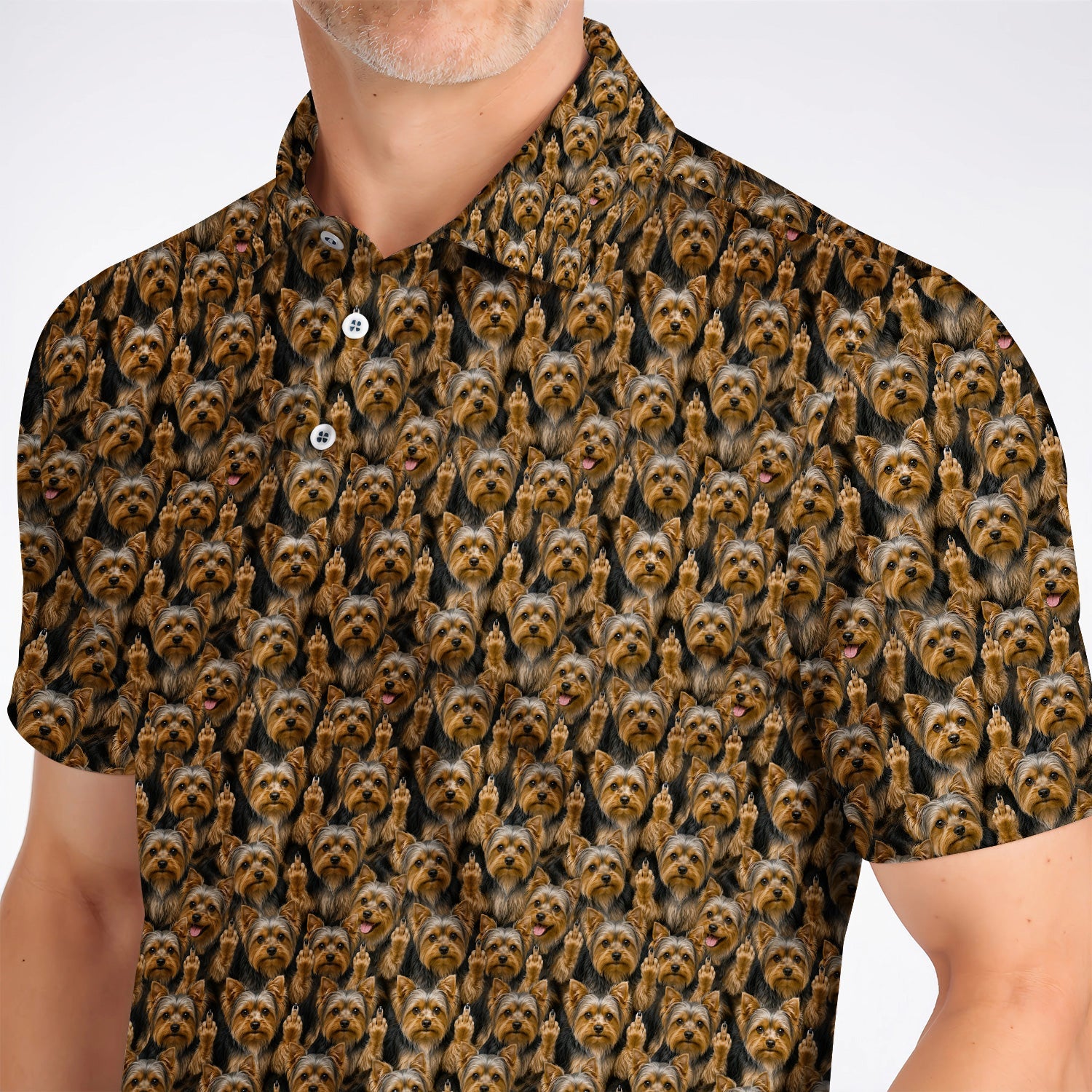 Yorkshire Terrier Golf Polos, Funny Yorkie Pattern Golf Shirt, Golf Gift For Dog Lovers